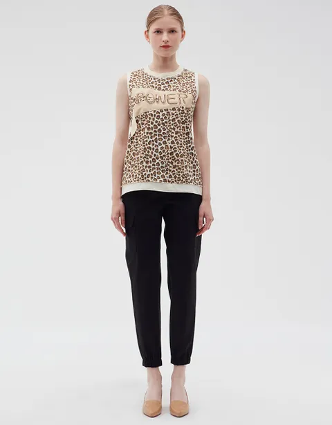 [현대백화점] [손정완] 레오파드 레터링 슬리브리스 ZDH3232020