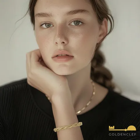 [ 100% MADE IN ITALY]{골든클레프} 18K 토르숑 메쉬 팔찌