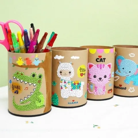 피오피스토리 보석십자수 동물 연필꽂이 (12종택1)