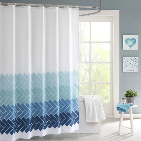 무블 프리미엄 패브릭 욕실 샤워커튼 180x180 블라우