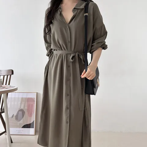 여자 투웨이 빅사이즈 스트랩 롱셔츠 찰랑핏 롱원피스