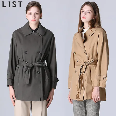 [리스트(LIST)] 옥스퍼드 벨티드 래글런 숏 트렌치 코트 (택가격 268000원) +할인쿠폰
