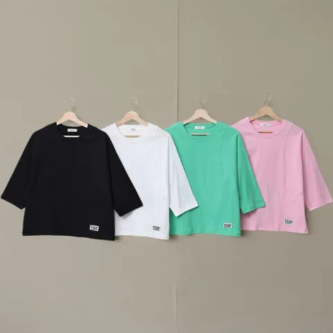 |KST9748|여성 데일리 패션 절개 디자인 가오리핏 7부 면 티셔츠 - 현대Hmall