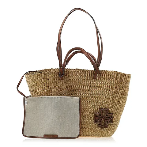 [토리버치] 여성 로고 플라크 우븐 토트백 135740 254 +할인쿠폰