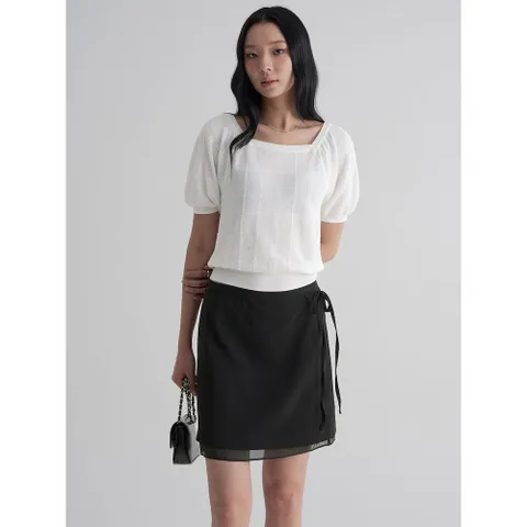 [에잇세컨즈] 스퀘어넥 반소매 풀오버  화이트 (115851LY41) +할인쿠폰