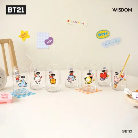 아트박스/금홍팬시 BT21 minini 유리컵 커피잔 물컵 집들이선물 방탄굿즈