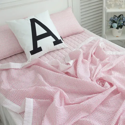 바숨 심플라인 여름홑이불+침대패드+베개커버 침구풀세트 싱글 S/SS