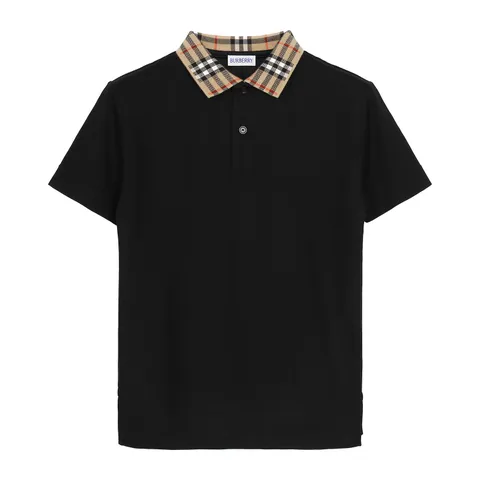버버리 KIDS 25SS 블랙 카라 체크 폴로 티셔츠 8105570 BLACK/10A 12A +할인쿠폰