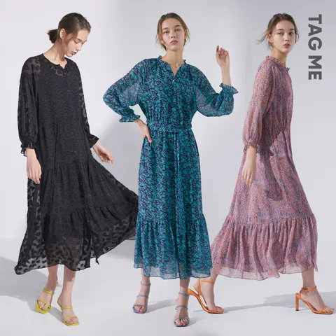 태그미 자카드 쉬폰원피스2종+슬립원피스1종(총3종) +무이자3개월