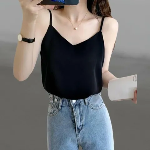 |CCH3F88|여성용 데일리 무지 컬러 새틴 슬립 블라우스