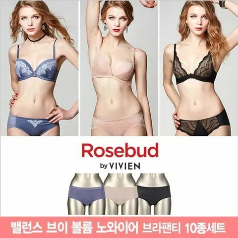 [하프클럽/비비안]로즈버드 비비안 벨런스 볼륨노와이어 브라팬티 10종세트