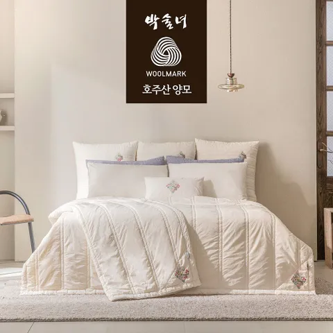 [박술녀 한복 시그니처 디자인 그대로][SS/슈퍼싱글] 박술녀 호주산 도톰양모 순면 이불2장+베개커버2장 : 작품명 영화2(양모이불2장+베개커버2장 세트)