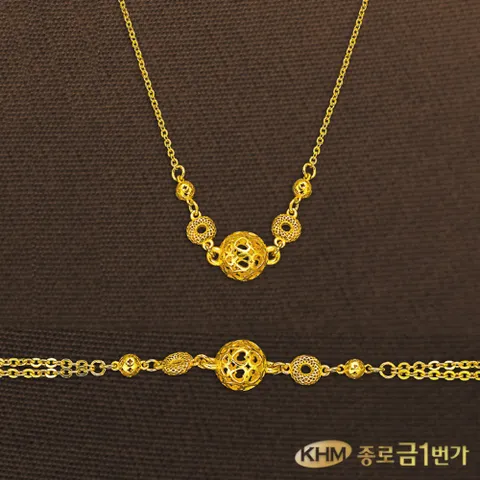 [종로금1번가] 순금 목걸이/팔찌 2종 택일 24K 하트플러스볼 7.5g