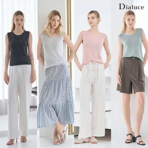 [ ★앞뒤 라운드넥과 v넥 디자인 글리터 니트탑 ★][반사이즈 UP]디아루체 25 썸머 글리터 투웨이 인견 니트탑 4종 +무이자3개월