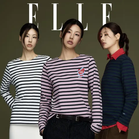 [ELLE] 26FW 엘르 스트라이프 기모 티셔츠 3종