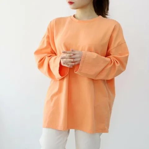 [하프클럽/다잇템]여자 민무늬 긴팔티 코디 빅사이즈 티셔츠