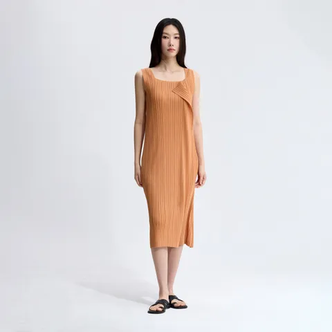 [현대백화점] [플리츠미] 러플 슬리브리스 플리츠 원피스_PPOPM025022