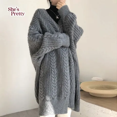 [하프클럽/쉬즈프리티]와플꽈배기롱가디건