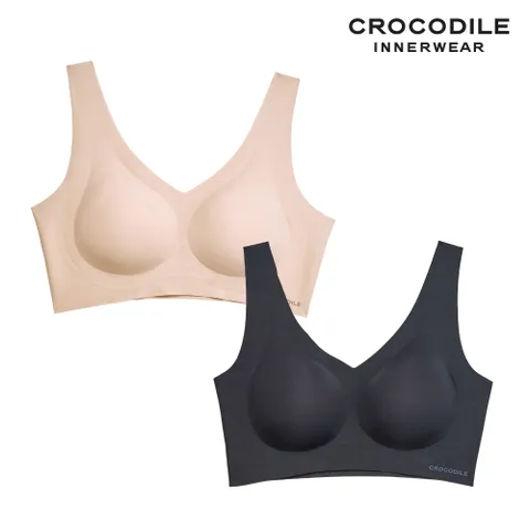 [크로커다일]  소프트 쿨인견 쉘론 패드일체형 V넥 브라2종 다크베이지 블랙 CDWBR5N1112 - 현대Hmall