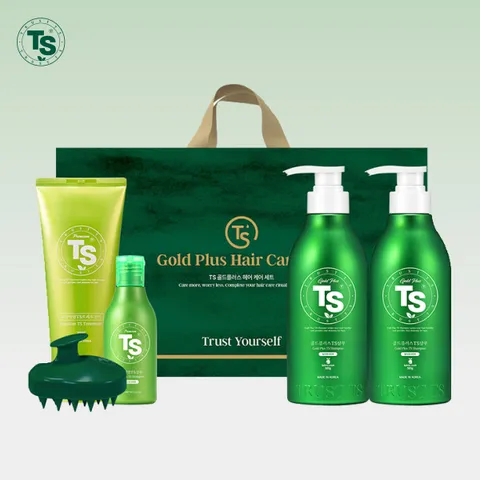 TS골드플러스 헤어케어세트 1박스(골드플러스TS샴푸500g*2개+프리미엄TS샴푸100g*1개+프리미엄TS트리트먼트200g*1개+마사지기1개)