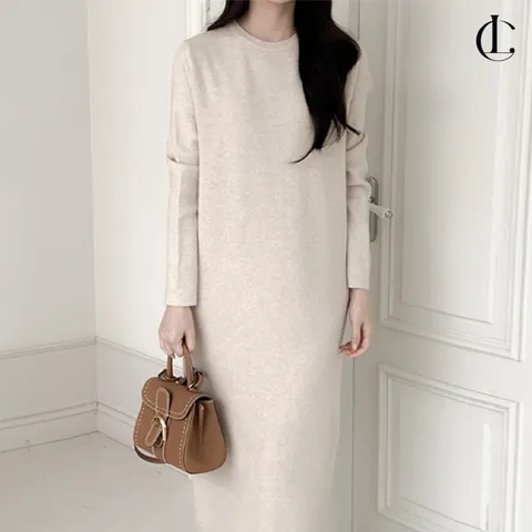 엘케이트 여자 니트 원피스 겨울 라운드넥 롱 무지 원피스 LBRT011 +할인쿠폰