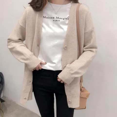 가디건 카디건 CD 브이넥 여자 V 데일리 단색4컬러