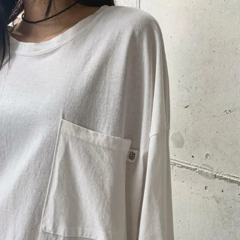 |KMT9B9D|여성 무지 컬러 캐주얼 루즈핏 포켓 긴팔 티셔츠