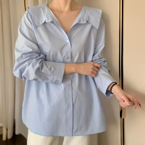 [하프클럽/다잇템]여자 컷오프 출근룩 빅사이즈 카라넥 셔츠