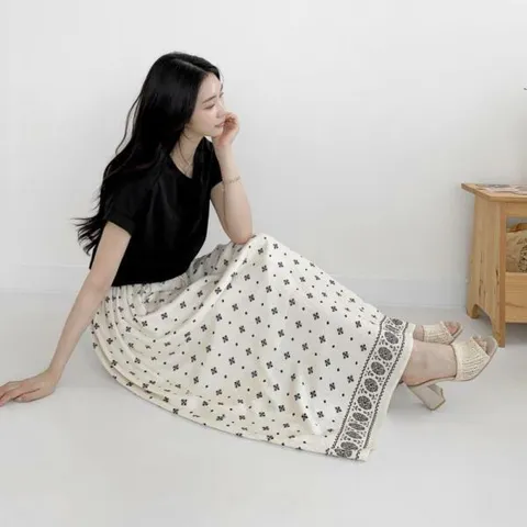 아트박스/신상오픈런 여성 여름 비치웨어 리본 장식 린넨 롱치마 +할인쿠폰