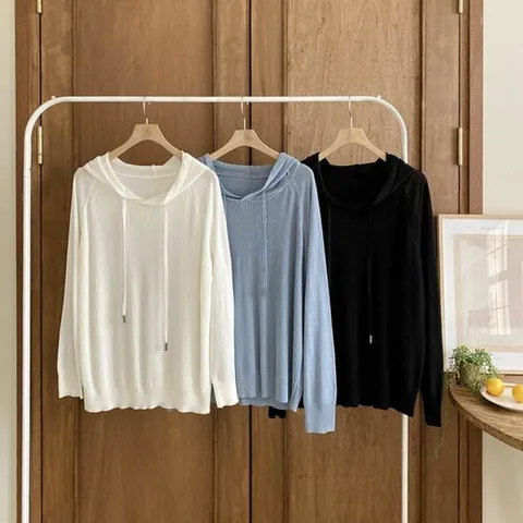 [하프클럽/브이와이]여자 비치룩 빅사이즈 골지 얇은 봄여름 후드티