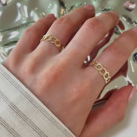 엘렌쥬얼리 14K 할로우 FLAT 오레올 체인 금 반지