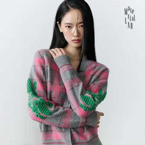 [NEW STANDARD][Handmade] 머티리얼랩 25FW 호주울 100% 3D 체크 가디건