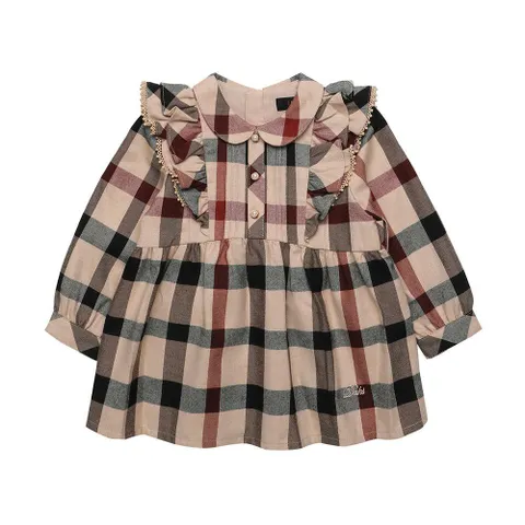 [DAKS LITTLE] 하우스체크 프릴 블라우스 (DQW50XB90M_BG)