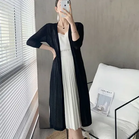 [하프클럽/옷자락]여자 간절기 데일리 시스루 루즈핏 로브 롱가디건