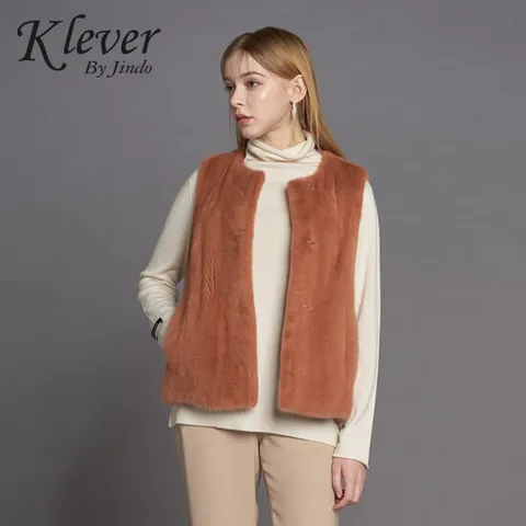 [진도 Klever] 유색 밍크 휘메일 베스트(K3W2EV04_) +할인쿠폰