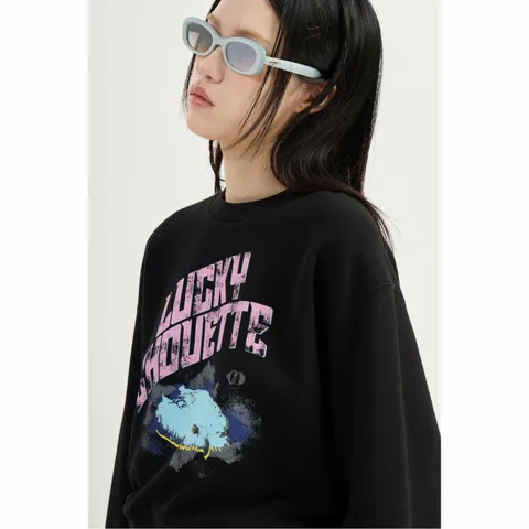 [LUCKY CHOUETTE] Chouette Point Sweat T-shirt - LFTAM25205BKX