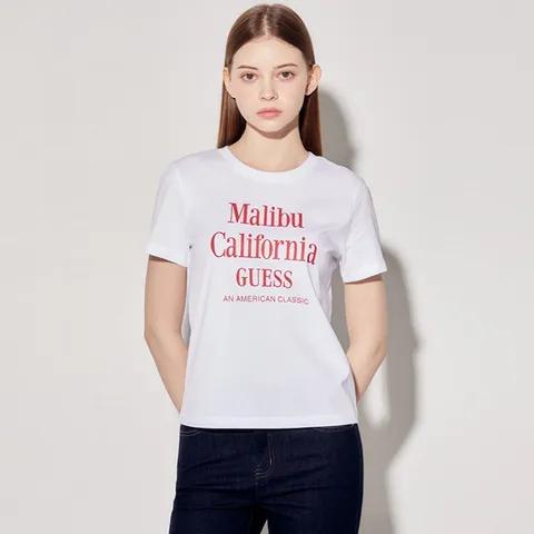 [현대백화점] [게스진]게스 YP2K9437 여성 말리부 레터링 반팔 티셔츠 +할인쿠폰
