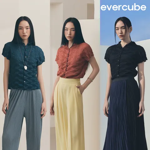 [ ★일본 직수입 정품★][런칭가 199000원] 에바큐브 리플 플리츠 블라우스(블랙/블루그린/ 오렌지) +무이자3개월