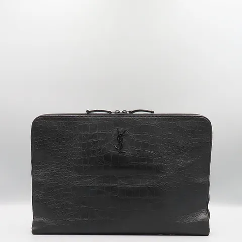 [중고]생로랑 529872 블랙 크로커다일 패턴 레더 모노그램 남성용 클러치 K3705YSL +할인쿠폰