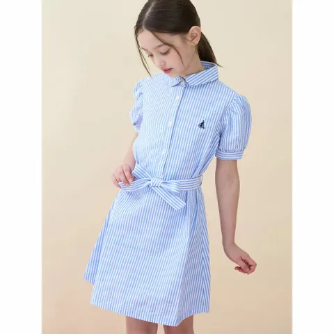 (BEANPOLE KIDS) 시어서커 스트라이프 반소매 원피스  스카이 블루 BI6471G03Q +할인쿠폰