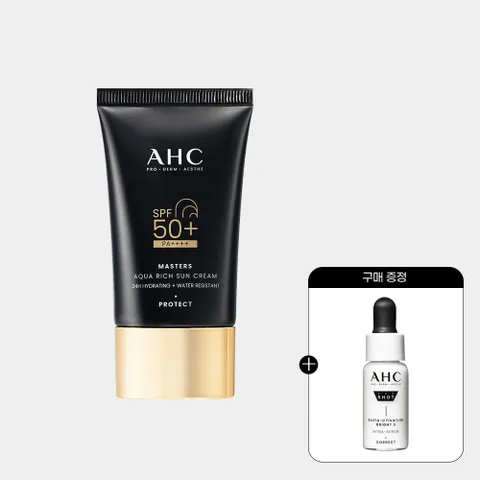 [AHC] 마스터즈 아쿠아 리치 선크림 50ml+(증정)프로샷 세럼 5ml +할인쿠폰