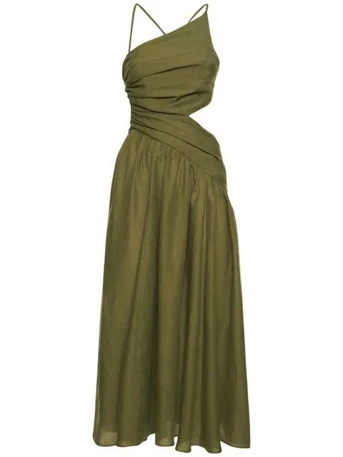 [해외배송] 23 S/S 짐머만 LAUREL 비대칭 린넨 미디 드레스 B0060338351