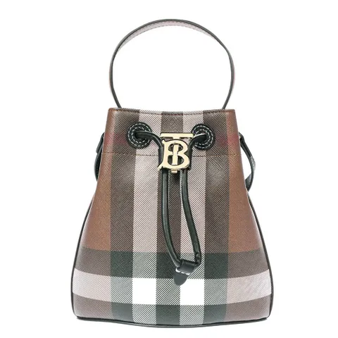 [버버리] 24SS 금장 로고 자이언트 체크 버킷백 브라운 8066213