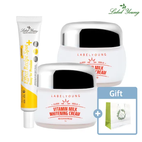 [라벨영] [톤업미백set] 쇼킹 비타민우유미백크림 55g X2개 + 미백 스팟토닝 30ml (쇼핑백증정)