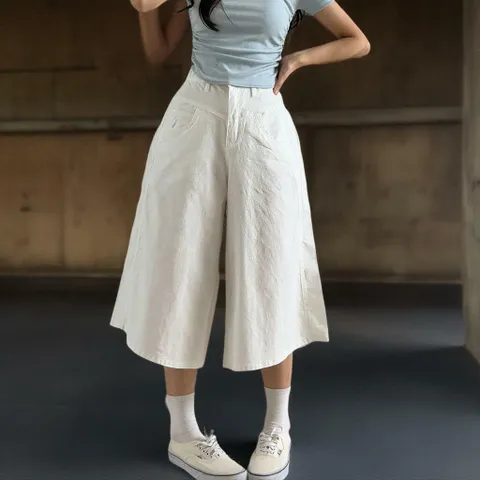 |KSP893A|여성 A라인 와이드 빅사이즈 반바지 앞 주머니 디자인