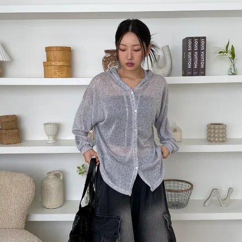 여자 스웨터 빅사이즈 후디 살안타템 SS 박시핏 가디건