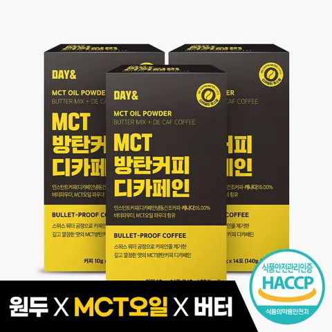 참앤들황토농원 데이앤 MCT오일 방탄커피 디카페인 (10gx14포) 3박스