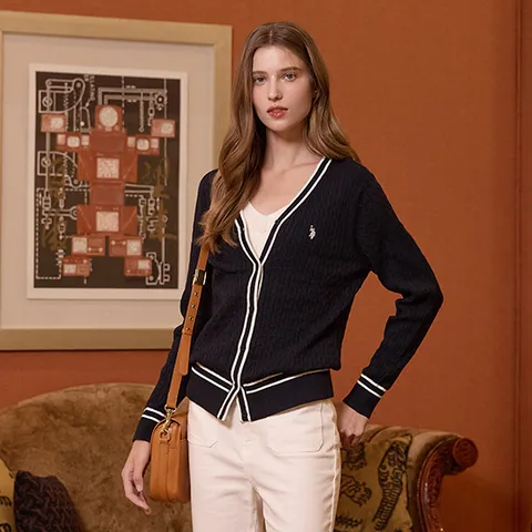 [U.S. POLO ASSN.] USPA 여성 코튼100 가디건 2종 (HUPS259202) - 현대Hmall