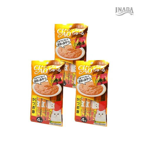 [일본 베스트판매 간식 츄∼루][이나바] 챠오츄루 4SC-75 가다랑어+가다랑어포 168G (56G 3팩)