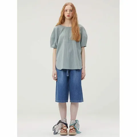 [하프클럽/써스데이아일랜드]라운드넥 코쿤핏 롱 블라우스(T234MBL631W)